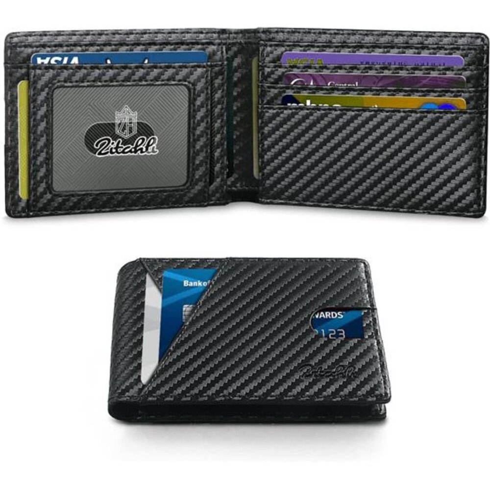 Wallet for Men,Mens Wallet,Slim Leather Bifold,RFID Blocking 11 Slots